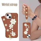 For iPhone 14 / 13 Crossbody Flower Pattern Leather Phone Case(Brown) - 3