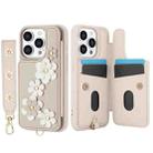 For iPhone 14 Pro Crossbody Flower Pattern Leather Phone Case(White) - 2