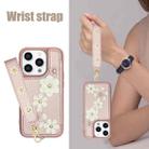 For iPhone 14 Pro Crossbody Flower Pattern Leather Phone Case(Rose Gold) - 3