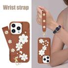 For iPhone 14 Pro Crossbody Flower Pattern Leather Phone Case(Brown) - 3