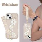 For iPhone 15 Plus / 14 Plus Crossbody Flower Pattern Leather Phone Case(White) - 3