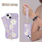 For iPhone 15 Plus / 14 Plus Crossbody Flower Pattern Leather Phone Case(Purple) - 3