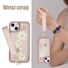 For iPhone 15 Crossbody Flower Pattern Leather Phone Case(Rose Gold) - 3
