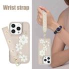 For iPhone 15 Pro Crossbody Flower Pattern Leather Phone Case(White) - 3