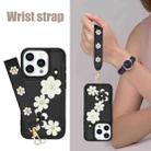 For iPhone 15 Pro Crossbody Flower Pattern Leather Phone Case(Black) - 3