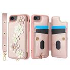 For iPhone 16e Crossbody Flower Pattern Leather Phone Case(Rose Gold) - 2