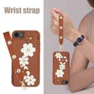 For iPhone 16e Crossbody Flower Pattern Leather Phone Case(Brown) - 3