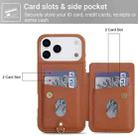 For iPhone 17 Pro Max Crossbody Flower Pattern Leather Phone Case(Brown) - 3