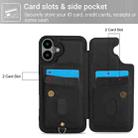 For iPhone 17 Crossbody Flower Pattern Leather Phone Case(Black) - 3