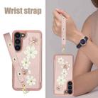 For Samsung Galaxy S22+ 5G Crossbody Flower Pattern Leather Phone Case(Rose Gold) - 3