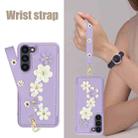 For Samsung Galaxy S22+ 5G Crossbody Flower Pattern Leather Phone Case(Purple) - 3