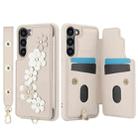 For Samsung Galaxy S23+ 5G Crossbody Flower Pattern Leather Phone Case(White) - 2