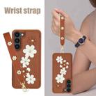 For Samsung Galaxy S23+ 5G Crossbody Flower Pattern Leather Phone Case(Brown) - 3