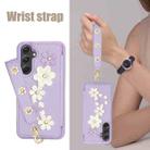 For Samsung Galaxy S24+ 5G Crossbody Flower Pattern Leather Phone Case(Purple) - 3