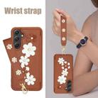 For Samsung Galaxy S24+ 5G Crossbody Flower Pattern Leather Phone Case(Brown) - 3
