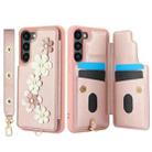 For Samsung Galaxy S23 FE 5G Crossbody Flower Pattern Leather Phone Case(Rose Gold) - 2