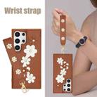 For Samsung Galaxy S25 Ultra 5G Crossbody Flower Pattern Leather Phone Case(Brown) - 3