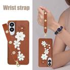 For Samsung Galaxy S25 Edge 5G Crossbody Flower Pattern Leather Phone Case(Brown) - 3