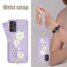For Samsung Galaxy A13 5G / 4G Crossbody Flower Pattern Leather Phone Case(Purple) - 3