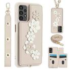 For Samsung Galaxy A04s / A04 / M13 5G Crossbody Flower Pattern Leather Phone Case(White) - 1