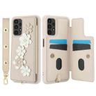 For Samsung Galaxy A04s / A04 / M13 5G Crossbody Flower Pattern Leather Phone Case(White) - 2