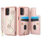 For Samsung Galaxy A04s / A04 / M13 5G Crossbody Flower Pattern Leather Phone Case(Rose Gold) - 2