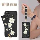 For Samsung Galaxy A54 Crossbody Flower Pattern Leather Phone Case(Black) - 3