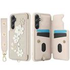 For Samsung Galaxy A34 Crossbody Flower Pattern Leather Phone Case(White) - 2