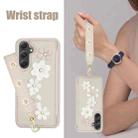 For Samsung Galaxy A34 Crossbody Flower Pattern Leather Phone Case(White) - 3