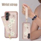 For Samsung Galaxy A34 Crossbody Flower Pattern Leather Phone Case(Rose Gold) - 3