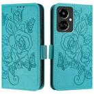 For Tecno Camon 19 Embossed Rose RFID Anti-theft Leather Phone Case(Light Blue) - 2