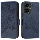 For Tecno Camon 19 Embossed Rose RFID Anti-theft Leather Phone Case(Dark Blue) - 2
