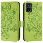 For Tecno Camon 19 Neo Embossed Rose RFID Anti-theft Leather Phone Case(Green) - 2