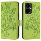 For Tecno Camon 19 Pro 5G Embossed Rose RFID Anti-theft Leather Phone Case(Green) - 2
