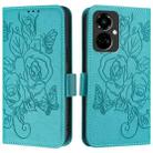 For Tecno Camon 19 Pro 5G Embossed Rose RFID Anti-theft Leather Phone Case(Light Blue) - 2