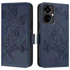 For Tecno Camon 19 Pro 5G Embossed Rose RFID Anti-theft Leather Phone Case(Dark Blue) - 2