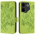 For Tecno Camon 20 / 20 Pro 4G Embossed Rose RFID Anti-theft Leather Phone Case(Green) - 2