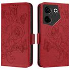 For Tecno Camon 20 / 20 Pro 4G Embossed Rose RFID Anti-theft Leather Phone Case(Red) - 2