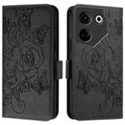 For Tecno Camon 20 / 20 Pro 4G Embossed Rose RFID Anti-theft Leather Phone Case(Black) - 2