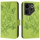 For Tecno Camon 20 Premier 5G Embossed Rose RFID Anti-theft Leather Phone Case(Green) - 2