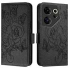 For Tecno Camon 20 Premier 5G Embossed Rose RFID Anti-theft Leather Phone Case(Black) - 2