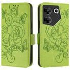 For Tecno Camon 20 Pro 5G Embossed Rose RFID Anti-theft Leather Phone Case(Green) - 2