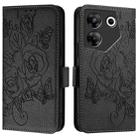 For Tecno Camon 20 Pro 5G Embossed Rose RFID Anti-theft Leather Phone Case(Black) - 2