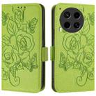 For Tecno Camon 30 5G / 4G Embossed Rose RFID Anti-theft Leather Phone Case(Green) - 2