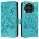 For Tecno Camon 30 5G / 4G Embossed Rose RFID Anti-theft Leather Phone Case(Light Blue) - 2