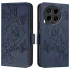 For Tecno Camon 30 5G / 4G Embossed Rose RFID Anti-theft Leather Phone Case(Dark Blue) - 2