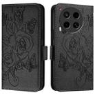 For Tecno Camon 30 5G / 4G Embossed Rose RFID Anti-theft Leather Phone Case(Black) - 2