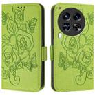 For Tecno Camon 30 Premier 5G Embossed Rose RFID Anti-theft Leather Phone Case(Green) - 2