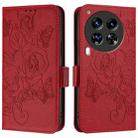 For Tecno Camon 30 Premier 5G Embossed Rose RFID Anti-theft Leather Phone Case(Red) - 2