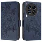 For Tecno Camon 30 Premier 5G Embossed Rose RFID Anti-theft Leather Phone Case(Dark Blue) - 2